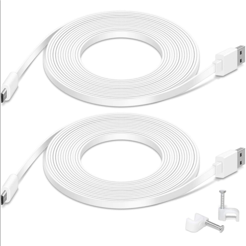 2 Pack 16.4FT Flat Power Extension Cable